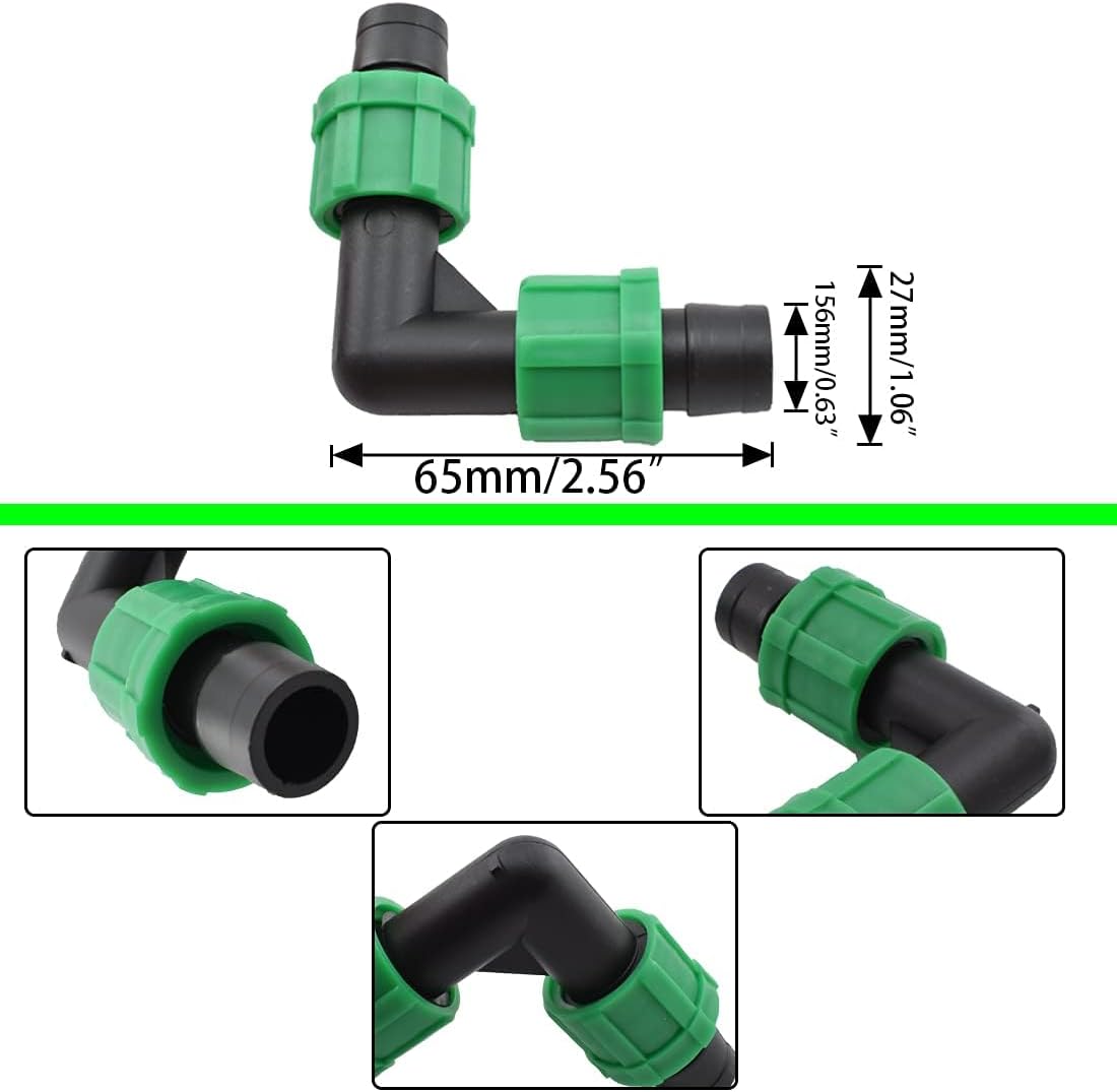 Riego por goteo Accesorios de codo de 90 grados Conectores universales de acoplamiento en forma de L con bloqueo de púas para sistema de rociadores