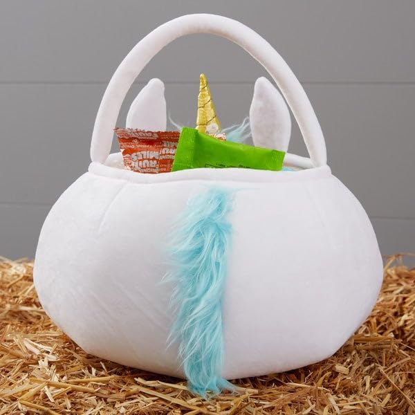 Personalization Universe Bolsa de felpa bordada de unicornio para Halloween, personalizable con cualquier nombre, perfecta para rellenar cestas de