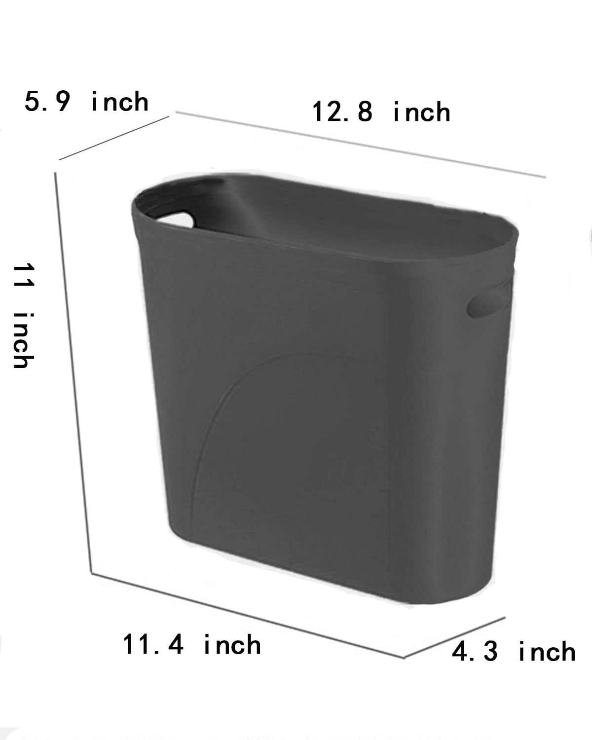 Hundred Families Cubo de basura pequeño para baño, 3 galones, plástico delgado, juego de 2, color gris