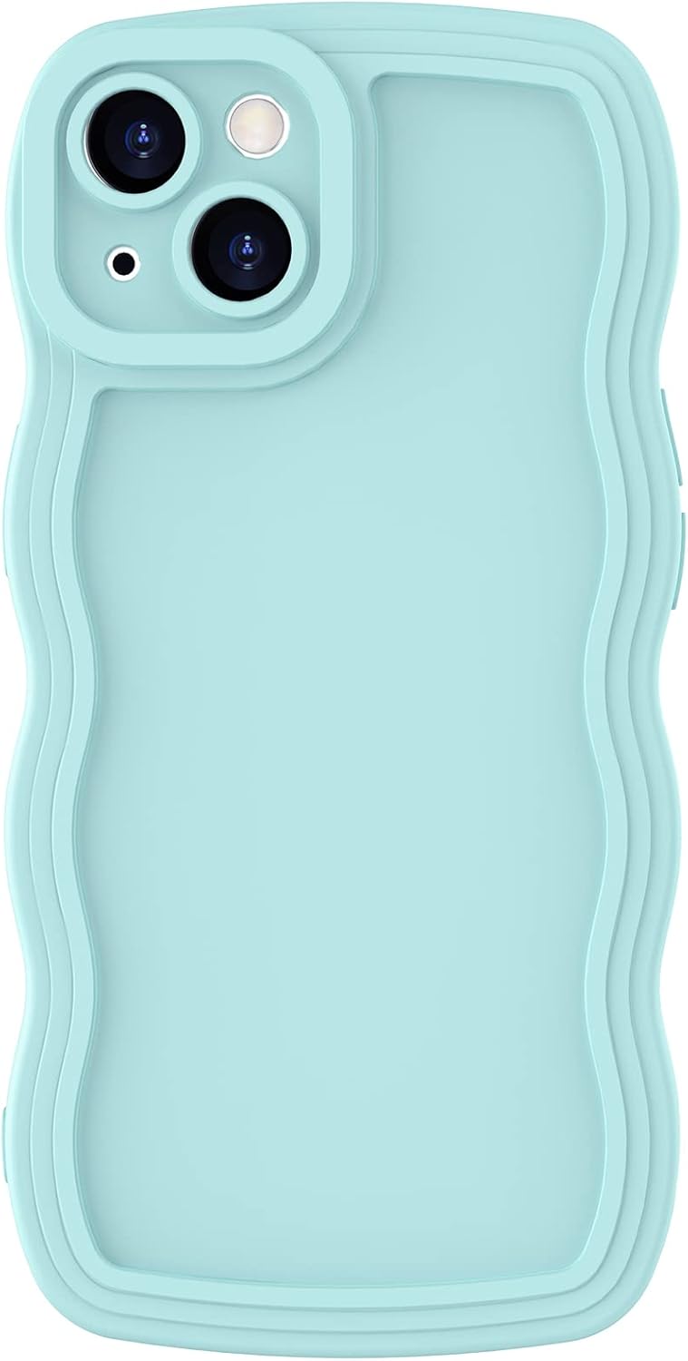 Anuck Funda para iPhone 15, diseño de marco rizado para mujeres y niñas, bonita funda de teléfono estética de color liso, suave, flexible, TPU a