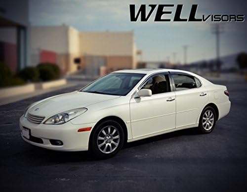 WellVisors Repuesto para Lexus ES300 y ES330 2002-2006 Clip-ON cromado, protector de lluvia lateral teñido de humo, deflectores de ventana 3-847LX010
