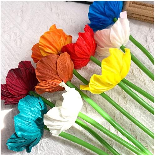 10 ramos de flores artificiales de 11 pulgadas, flores de amapola, no se decoloran, flores silvestres falsas de poliuretano para mesa de cocina,
