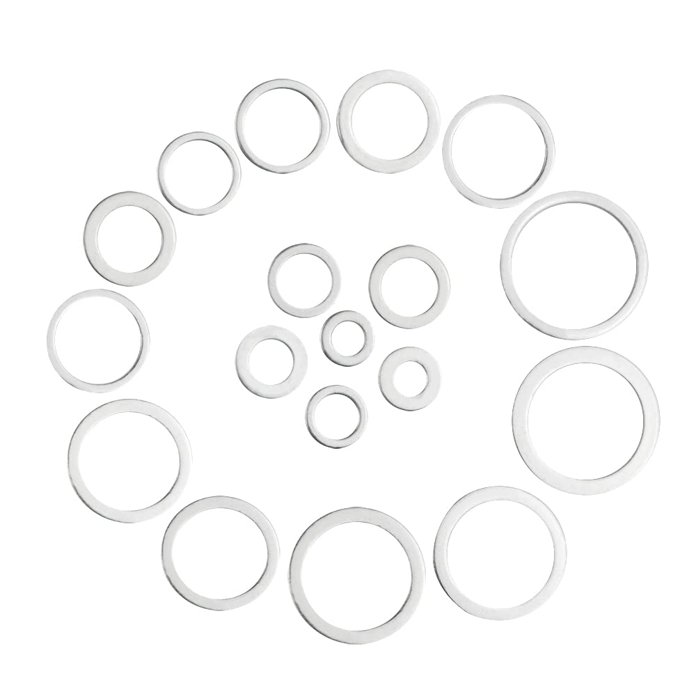 XINGYHENG 540 unids 18 Tamaño de aluminio plana arandela junta de sellado de arandela conjunto automotriz tapón de drenaje de aceite Junta para la