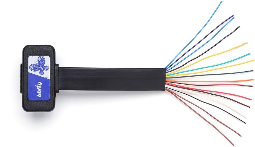 Cable de extensión OBD2, bbfly-A2 Cable de cinta plana de 16 pines OBDII macho a hembra Cable con conectores en ángulo de 1 pie11.8 in