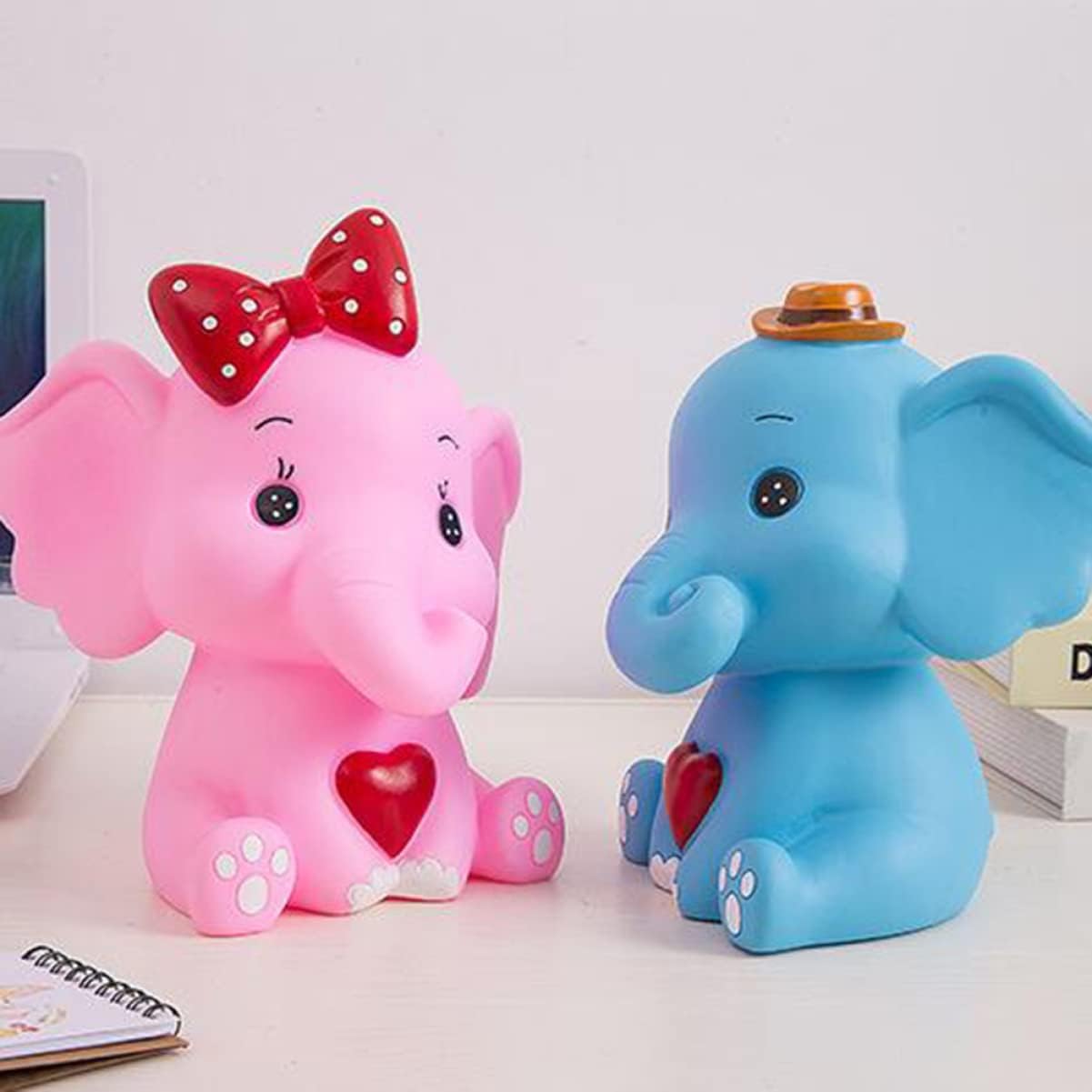 Operitacx Hucha de plástico con forma de elefante de almacenamiento de dibujos animados olla de almacenamiento de dinero en forma de elefante de