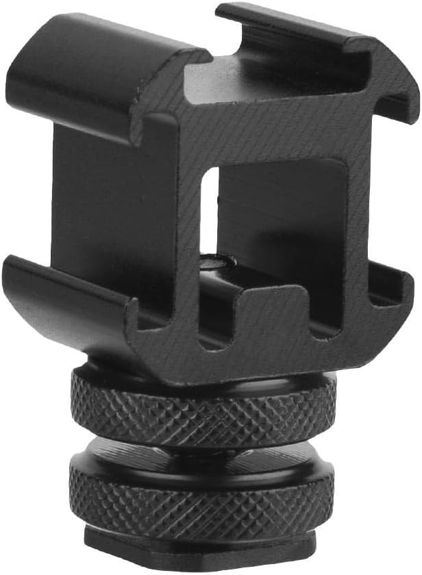 Adaptador de montaje en base de zapata triple para monitor de micrófono, luz de video LED, 1 ud