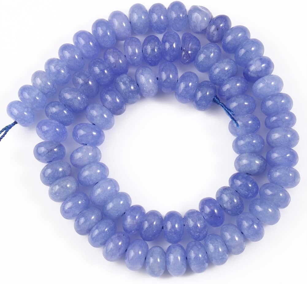 Youllyuu Cuentas de chakra de Angelite Jades de 0.197 x 0.315 in, cuentas de piedra espaciadora sueltas naturales para hacer joyas, pulseras