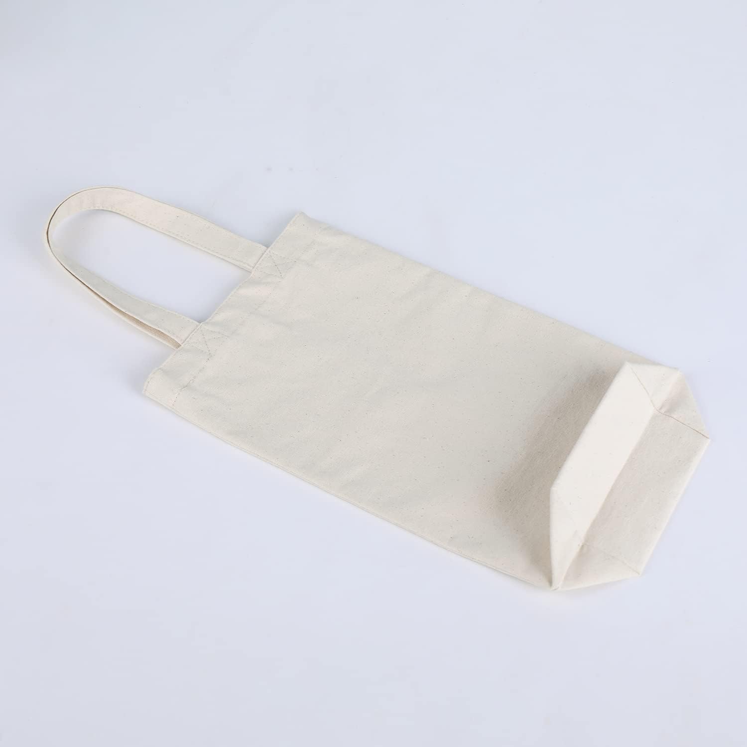 Bolsa de vino, 10 x 7 x 2 pulgadas, 4 bolsas reutilizables de lona de algodón con etiqueta de cordón, Gris