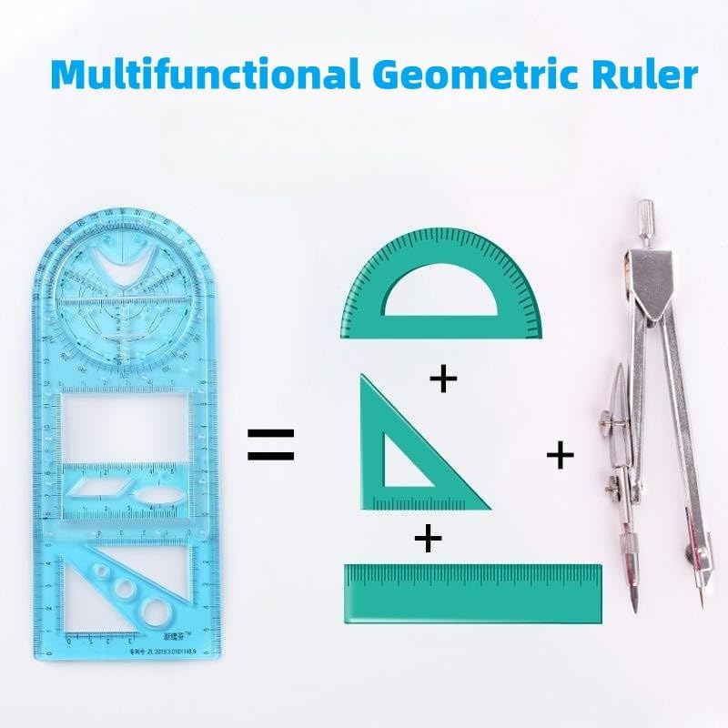 LXINYE Regla geométrica multifuncional, regla de dibujo de matemáticas, plantilla de dibujo geométrico, herramienta de medición, reglas de plástico