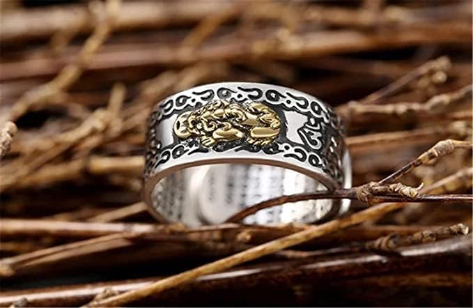 Anillo Feng Shui PiXiu, anillo de mantra Feng Shui PiXiu, anillo de sutra de corazón budista, anillo de Feng Shui para riqueza y protección, amuleto
