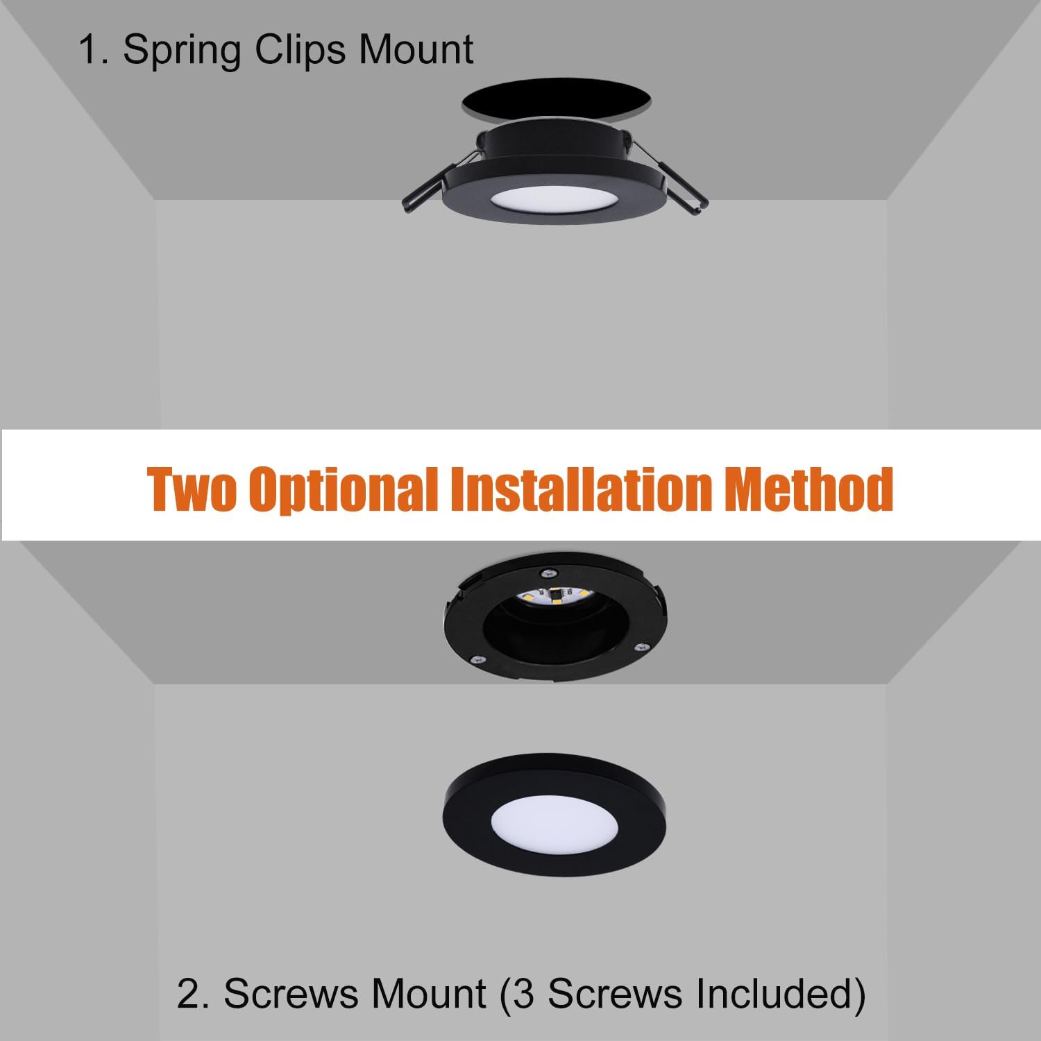 Facon Luz LED de disco de 3 pulgadas, 12 V, súper delgada, empotrada, luz interior de 12 voltios para casas rodantes, caravanas, caravanas,