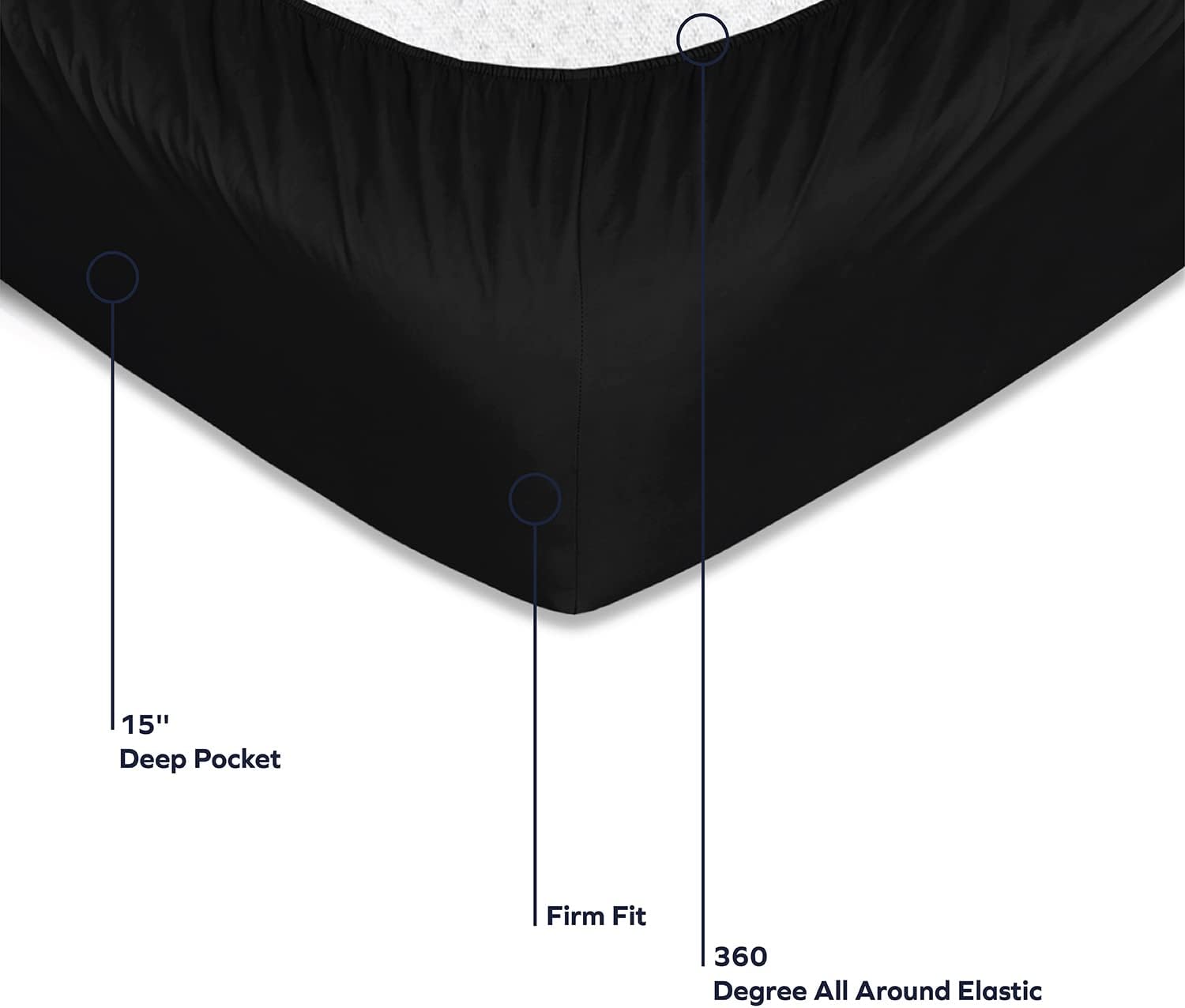 BLC – Sábanas negras de microfibra cepillada, ropa de cama egipcia tamaño King, sábana de enfriamiento extra suave, colchón profundo de hasta 15