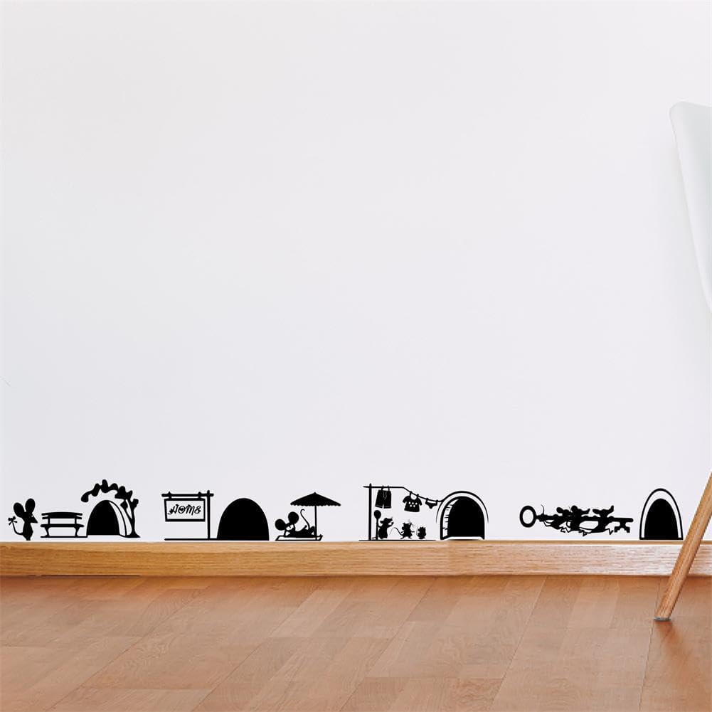 PLIGREAT 6 calcomanías de pared 3D con agujero de ratón, vinilo extraíble para sala de juegos, sala de estar, dormitorio, sótano, decoración de