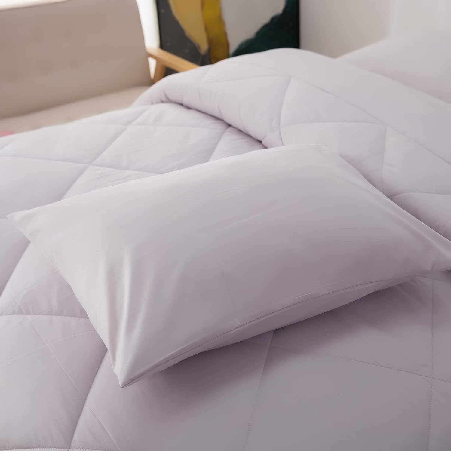 ZUEXVOFY Juego de edredón de Navidad, tamaño King, edredón de microfibra ligera de color sólido con 2 fundas de almohada, juego de cama con pestañas