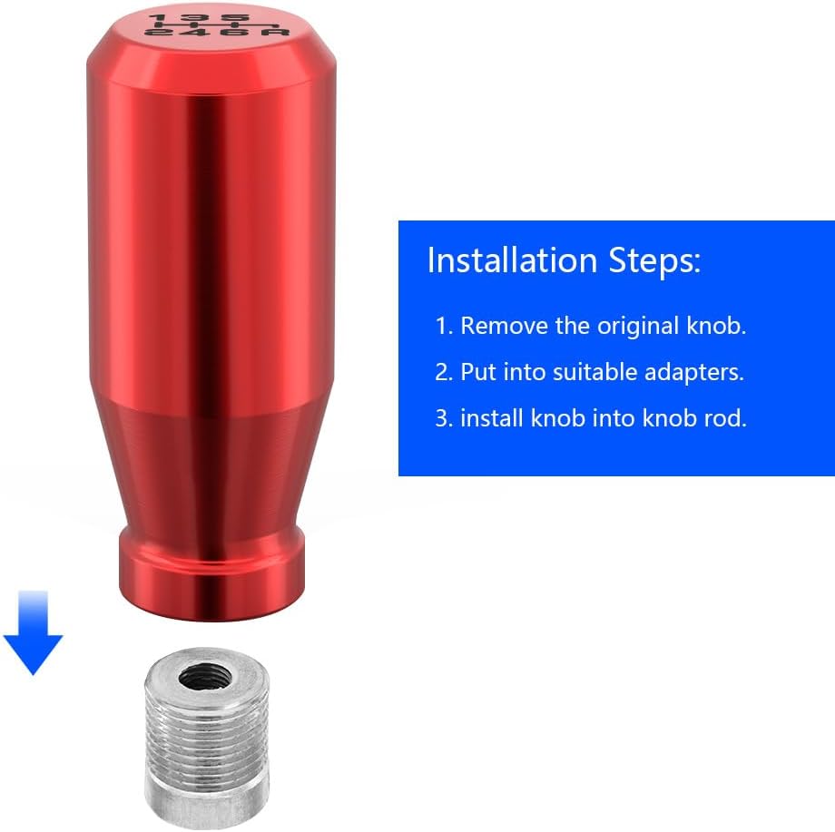 Viemx&Bm Pomo de cambio de 6 velocidades, extensión JDM Racing manual automático con adaptador atornillado para Mazda Miata Subaru Focus ST 350z