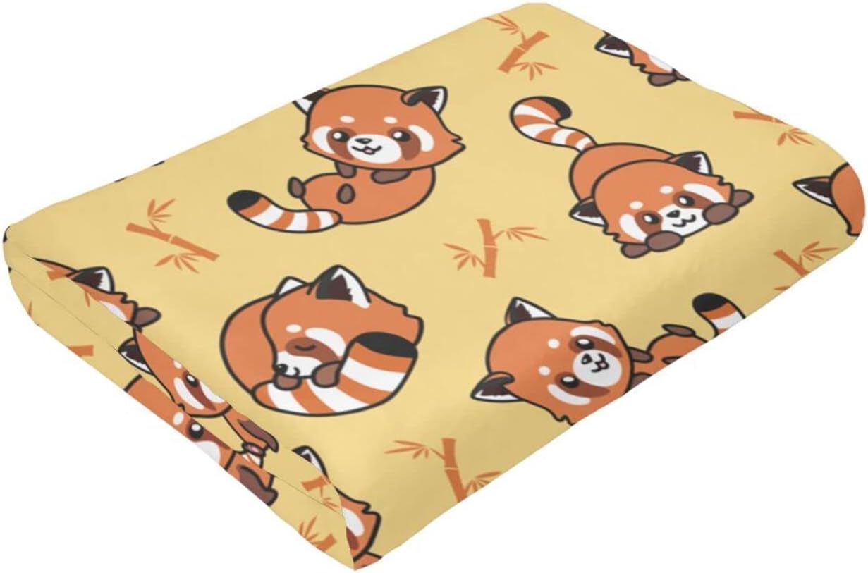 Manta de panda rojo, para adultos, mujeres, hombres, niños y niñas, ligera, suave, linda, acogedora manta de franela de vellón para sofá o cama, 60