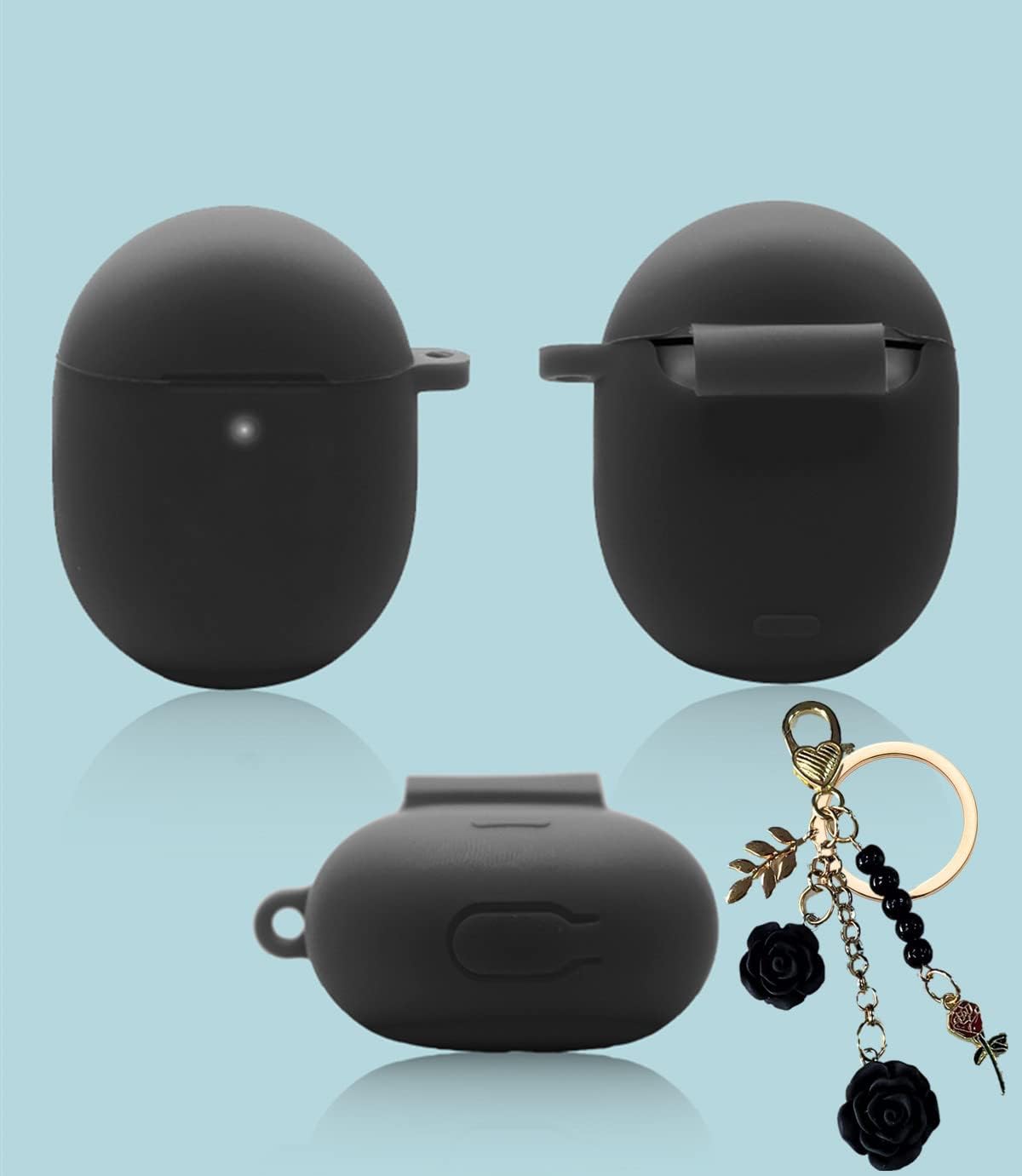 Funda para Google Pixel Buds Pro con llavero, bonita funda de silicona para Pixel Buds Pro, funda de carga protectora con mosquetón de flores,