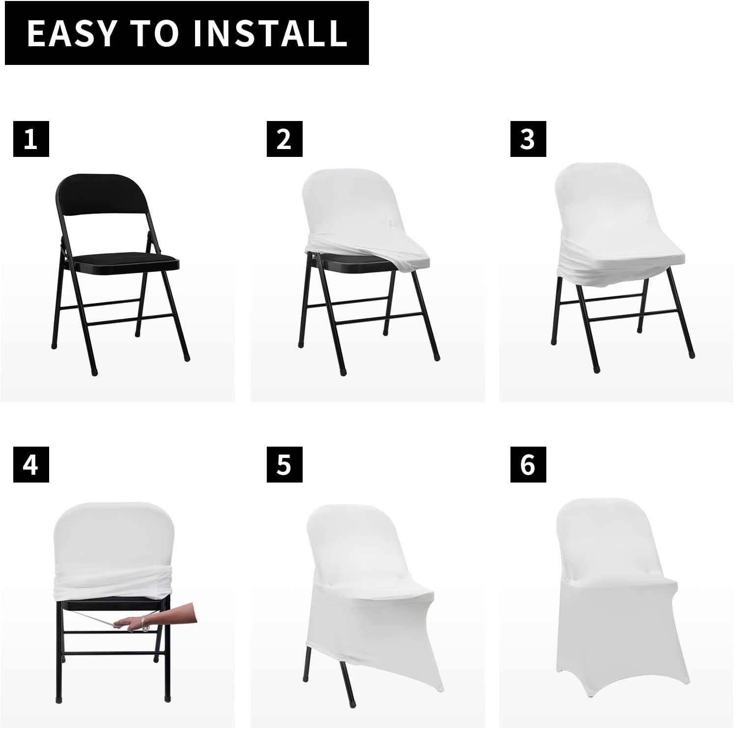 HAINARverS Fundas plegables para sillas, 100 unidades, protector universal de elastano elástico para bodas, fiestas, banquetes, celebraciones