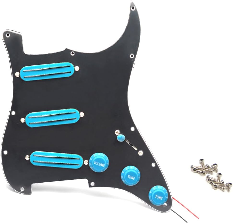 Golpeador SSS negro precableado con pastillas de doble riel caliente Set Fit Strat Style Guitars Wired Pick Guard Cargado Super High Output Hot Rail
