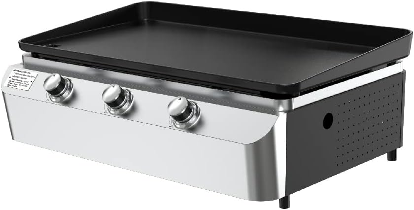Nexgrill Plancha plana de 3 quemadores, 465 pulgadas cuadradas., perfecta para acampar, cocinar al aire libre, patio, plancha de acero inoxidable