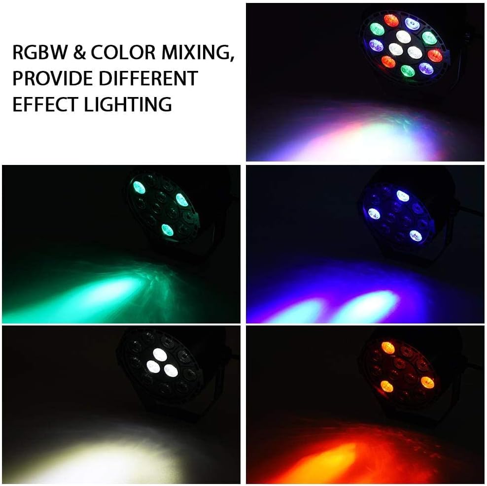 Acouto Luz LED par con soporte de montaje 5.118 * 5.118 * 5.118 in5.12 * 5.12 * 5.12 pulgadas 12 luces LED de escenario con RGBW Color DMX