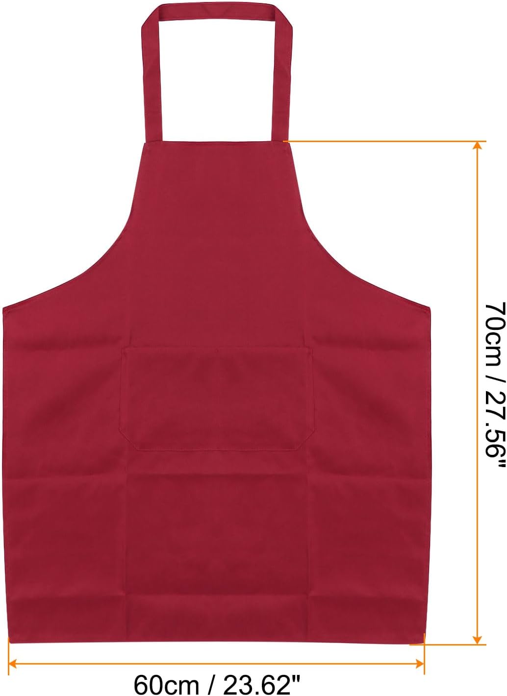 Plain Bib Aprons Washable Aprons Kitchen Cooking Aprons Polyester Art Aprons with 2 Pockets for Kitchen Women Me