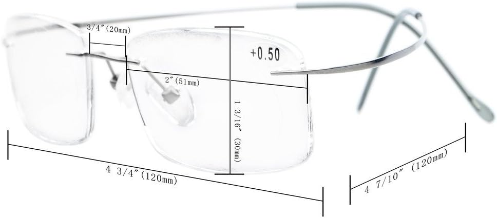 Gafas de lectura sin marco Eyekepper, en titanio, para lectores hombres y mujeres, 1