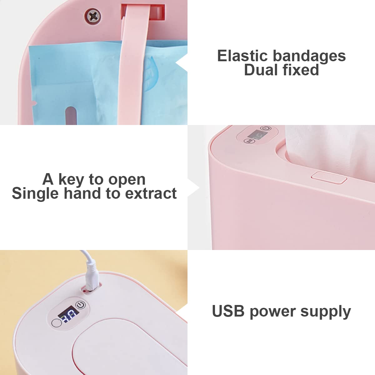 Calentador USB de toallitas húmedas para bebés, dispensador de toallitas húmedas para bebés, calentador de toallitas portátil para viajes, hogar,