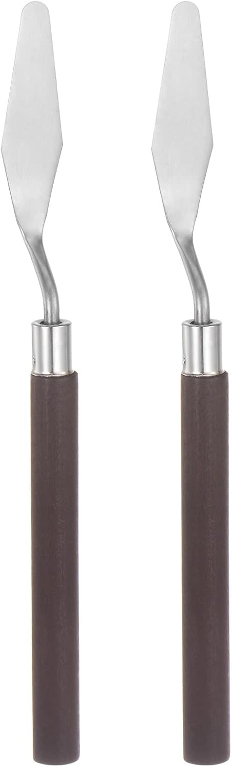 2 cuchillos de paleta n. 4 de 0.591 in de ancho, espátula puntiaguda grande de acero inoxidable, cuchillo de paleta de pintura con mango de madera