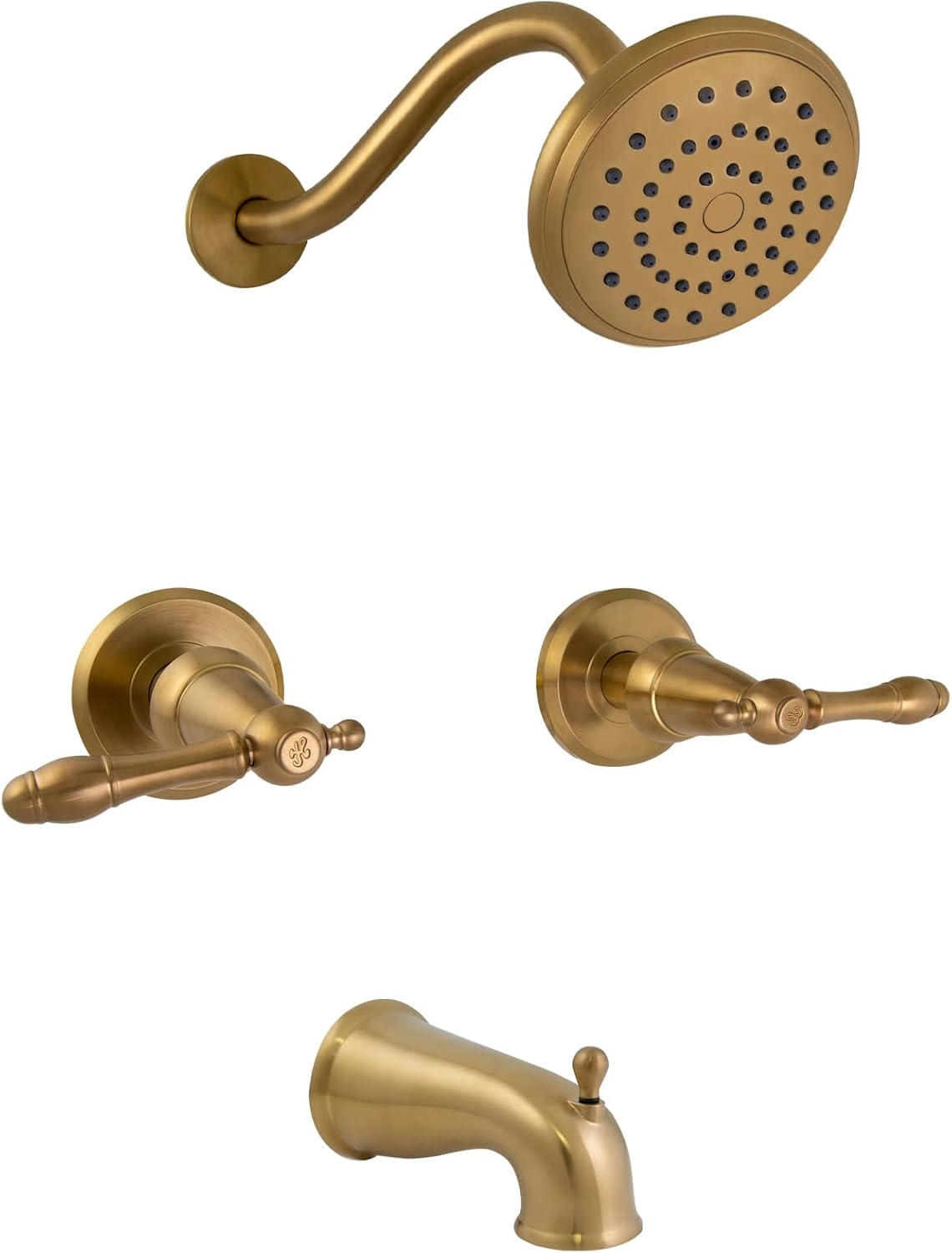 Design House 595728 Oakmont – Molde para bañera y ducha con cabezal de ducha de una sola función, grifo de 2 manijas y válvula, oro cepillado