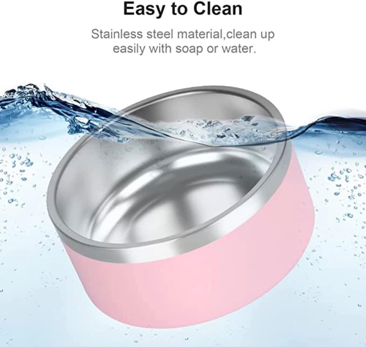Cuenco blanco para perros de 32 onzas de 4 tazas, tazón de acero inoxidable de doble pared para mascotas, cuenco aislado al vacío, tazón