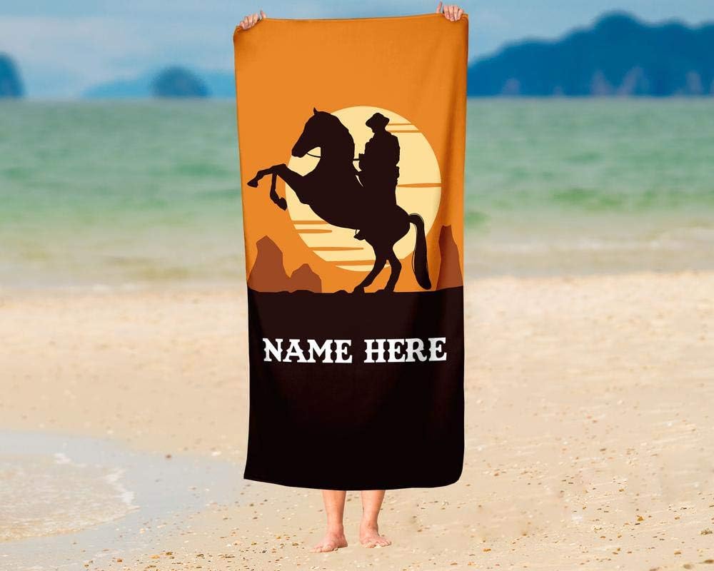 Toalla de vaquero y caballo personalizada extragrande para niños, toallas de viaje personalizadas de gran tamaño para playa, piscina y baño para