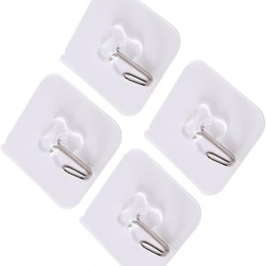 STOBAZA 4 piezas de toallero de cocina gancho de baño, ganchos reutilizables para pegar con ventosa, ganchos adhesivos transparentes, gancho STOBAZA 4 piezas de toallero de cocina gancho de baño, ganchos reutilizables para pegar con ventosa, ganchos adhesivos transparentes, gancho