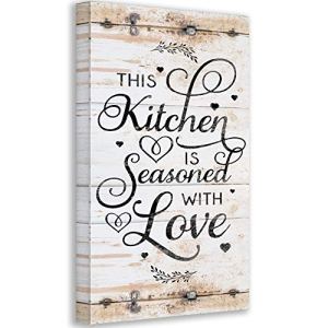 This Kitchen is Seasoned With Love Print – Classic Farmhouse Kitchen Decor, Family and Love Wall Sign, Great Kitchen Quote Sign, Rustic Metal Sign This Kitchen is Seasoned With Love Print – Classic Farmhouse Kitchen Decor, Family and Love Wall Sign, Great Kitchen Quote Sign, Rustic Metal Sign