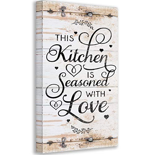 This Kitchen is Seasoned With Love Print – Classic Farmhouse Kitchen Decor, Family and Love Wall Sign, Great Kitchen Quote Sign, Rustic Metal Sign