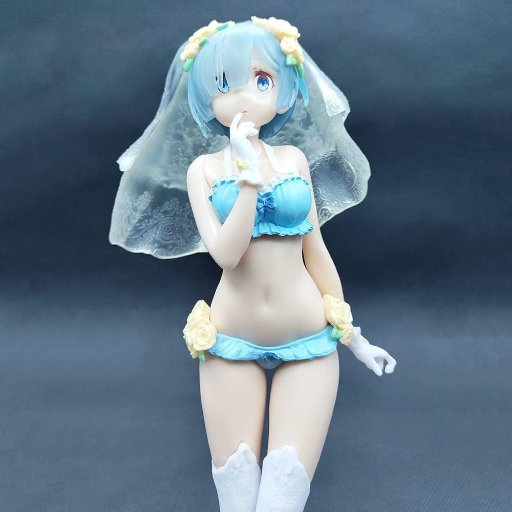 Kpptyd Nuevo Movable 22CM Rem Re Life in A Different World from Zero Vestido de novia Bikini Escala Figura de acción PVC Hermosa Chica de Pie