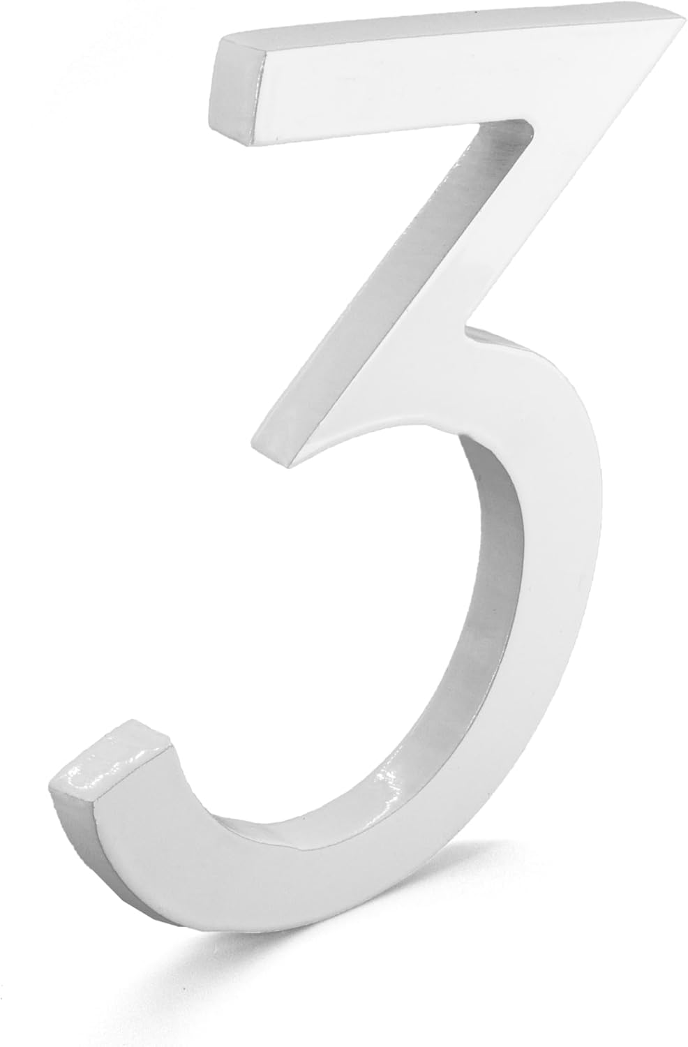 Montague Metal Products MHN-04-F-WE1-3 Números de casa de dirección flotantes modernos de aluminio cepillado sólido, 4 pulgadas, blanco con