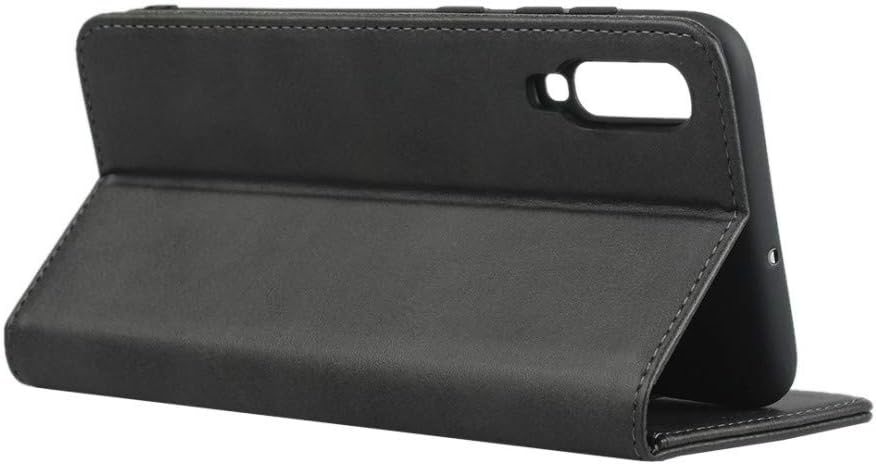Funda magnética para Samsung A70, de piel sintética, con tapa y ranura para tarjetascompartimento para efectivo, color negro