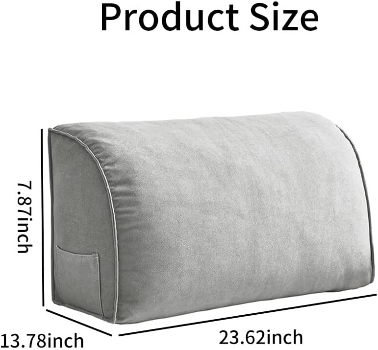 Almohadas de cuña para cabecero, almohada de lectura, almohada de respaldo para sofá, cojín de cintura para uso diario (lino, 23.62 x 13.78 x 7.87