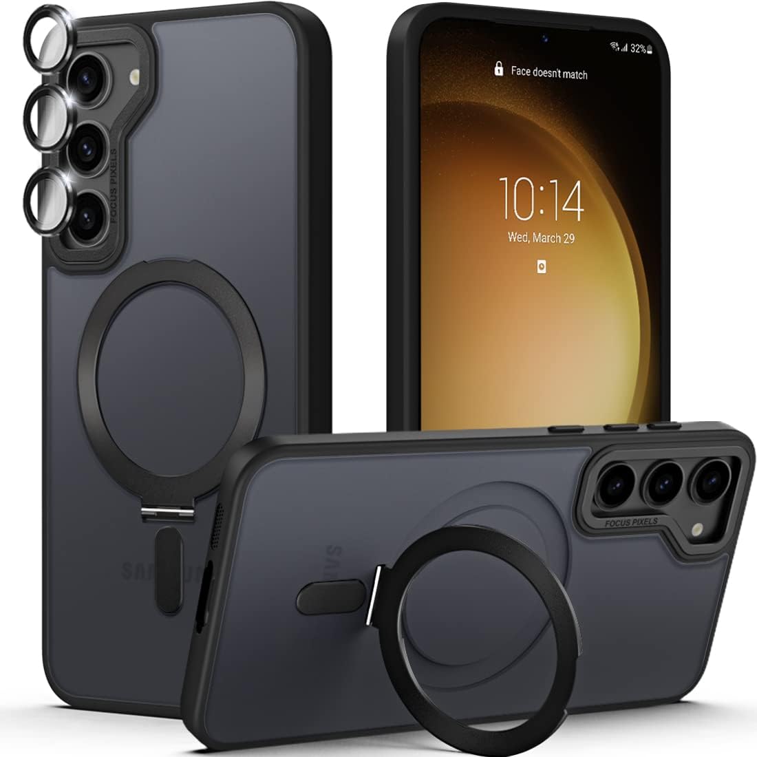 MALEWOLF Funda magnética para Samsung Galaxy S23 Plus compatible con Magsafe, soporte magnético protector de lente de cámara parte trasera