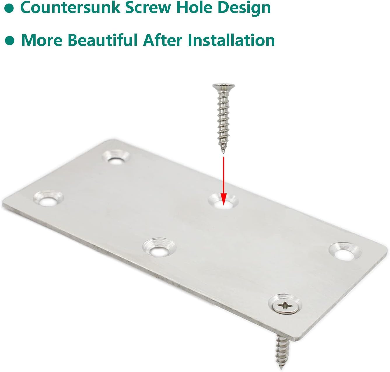 Juego de 4 placas de reparación, soporte plano de acero inoxidable, soporte recto para reparación de placas de fijación, soporte de unión para
