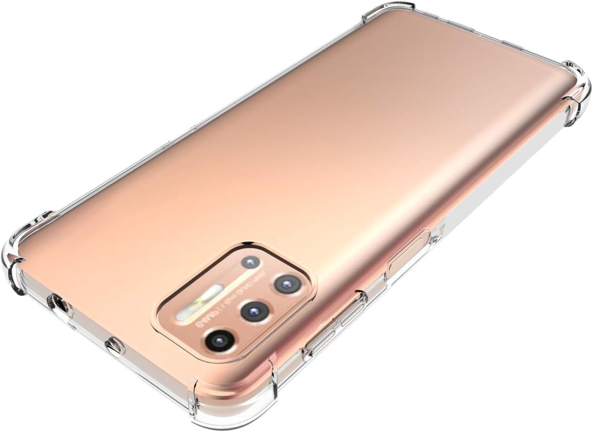 USTIYA Funda para Motorola G9 Plus Clear TPU Moto G9+Cuatro Esquinas Cubierta Protectora Transparente Suave Funda