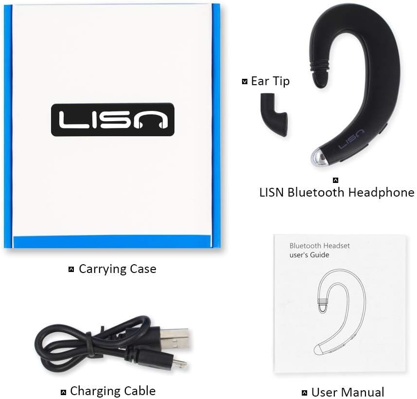 Auriculares Bluetooth con gancho para la oreja, auriculares Bluetooth inalámbricos de una sola oreja con micrófono, auricular Bluetooth ultraligero