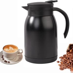 Jarra térmica de acero inoxidable, doble pared aislada al vacío, mango de tacto fresco, retención de calor y frío, base de silicona antideslizante, Jarra térmica de acero inoxidable, doble pared aislada al vacío, mango de tacto fresco, retención de calor y frío, base de silicona antideslizante,