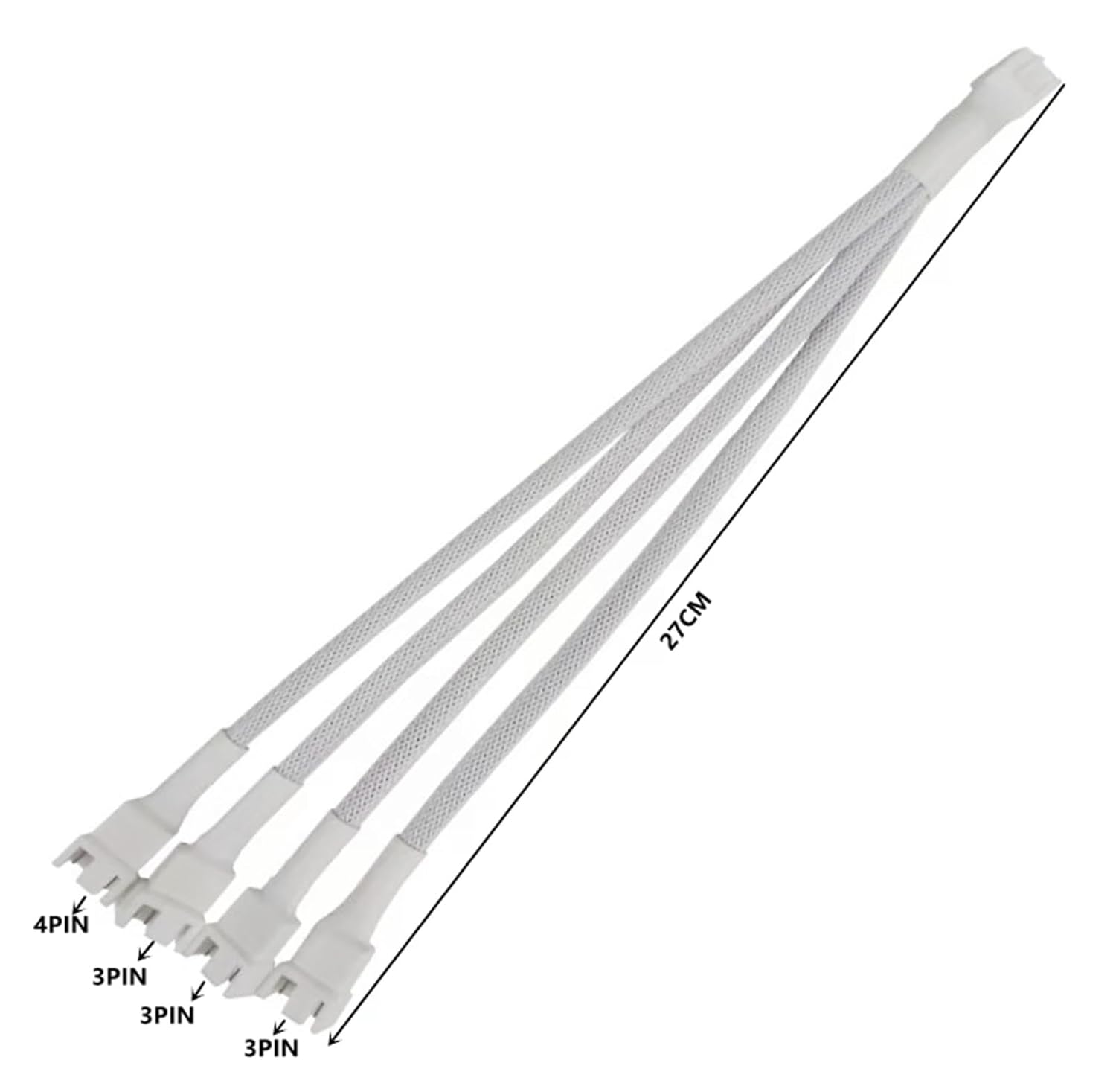 2 piezas de cable divisor de ventilador PWM de 1 a 3 4 pines, cable de extensión de alimentación de ventilador de PC trenzado con funda, 10.5
