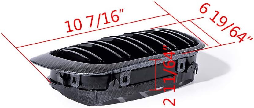 Par de capó frontal riñón rejilla de fibra de carbono negro brillante compatible con BMW E46 1999-2002 2-Door 318is 323is 328is 318i 323i 328i 328i
