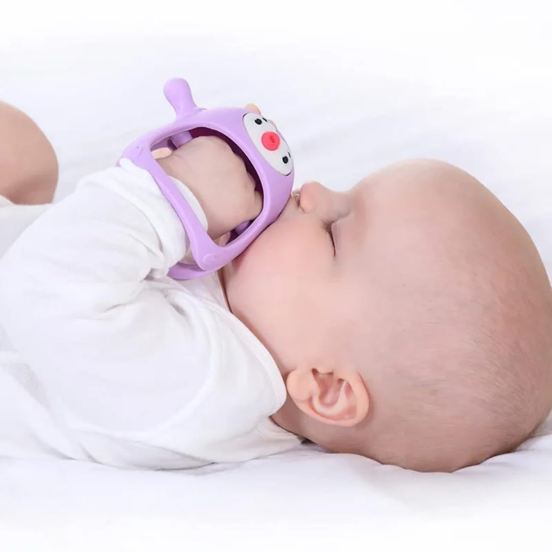 Yummy Baby – Linda manopla de dentición de pingüino para bebés de 6 meses en adelante, fácil de sostener, diseño sin caída, juguetes de silicona