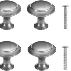 4 pomos de puerta de armario, pomo de puerta de cajón de armario para muebles de cocina, perilla de gabinete de acero inoxidable con tornillos, gris 4 pomos de puerta de armario, pomo de puerta de cajón de armario para muebles de cocina, perilla de gabinete de acero inoxidable con tornillos, gris