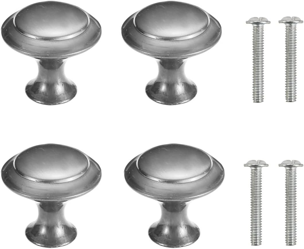 4 pomos de puerta de armario, pomo de puerta de cajón de armario para muebles de cocina, perilla de gabinete de acero inoxidable con tornillos, gris