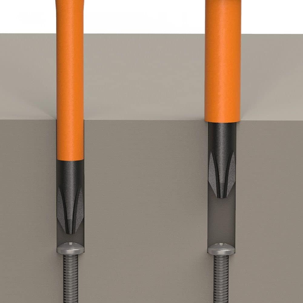 Klein Tools 6916INS – Destornillador aislado de punta delgada de 1000 V, vástago redondo de 6 pulgadas, punta de gabinete de 316 pulgadas, mango de